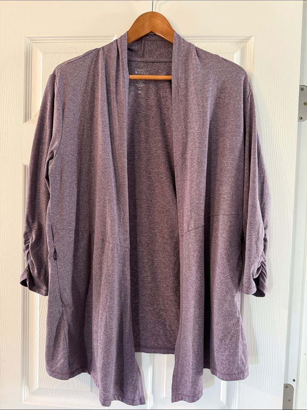 Market & Spruce Open-Front Cardigan in Heather Mauve